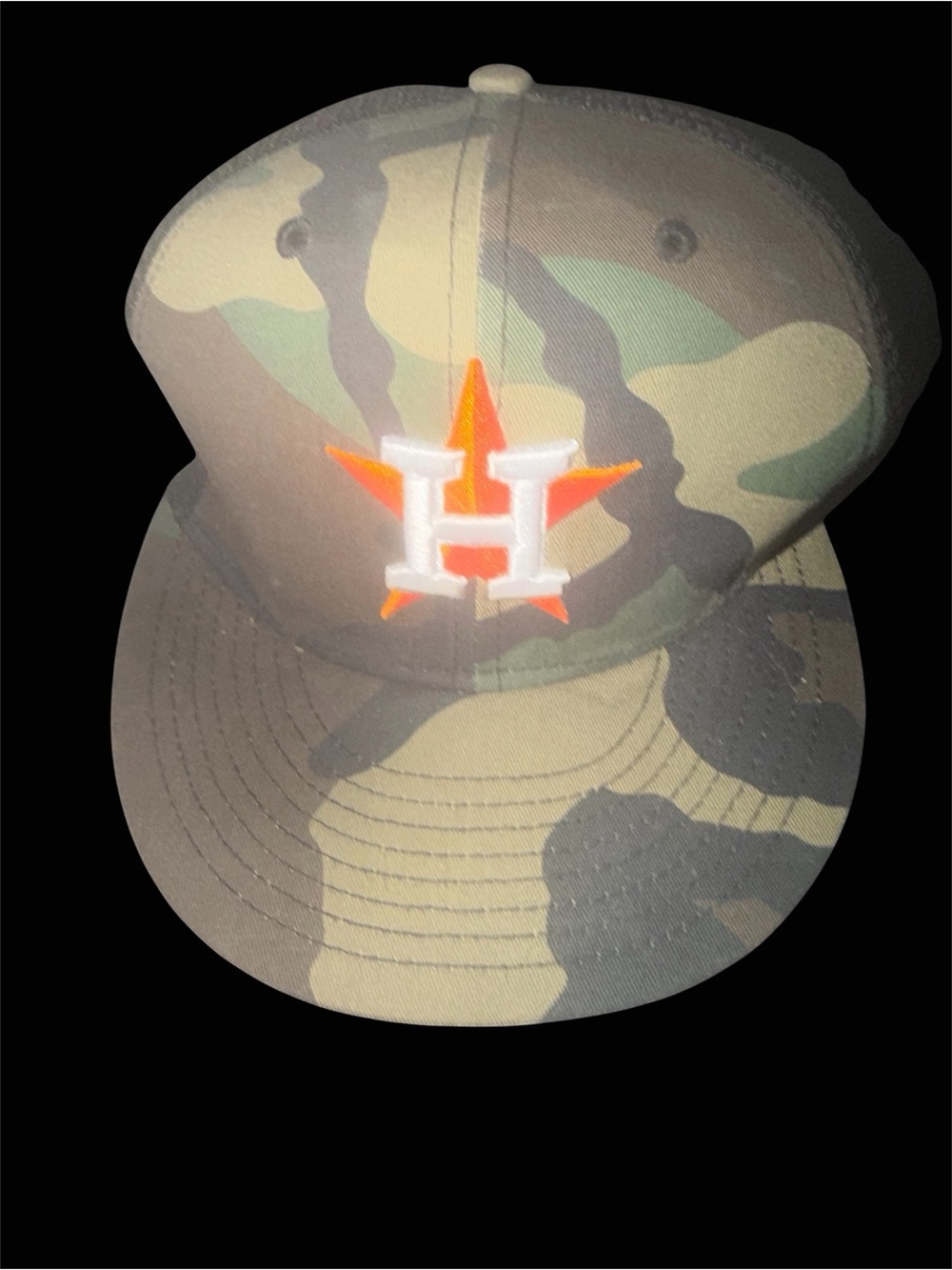 Houston Astros Camo Snapback Hat - Green Camo with Orange/White Logo